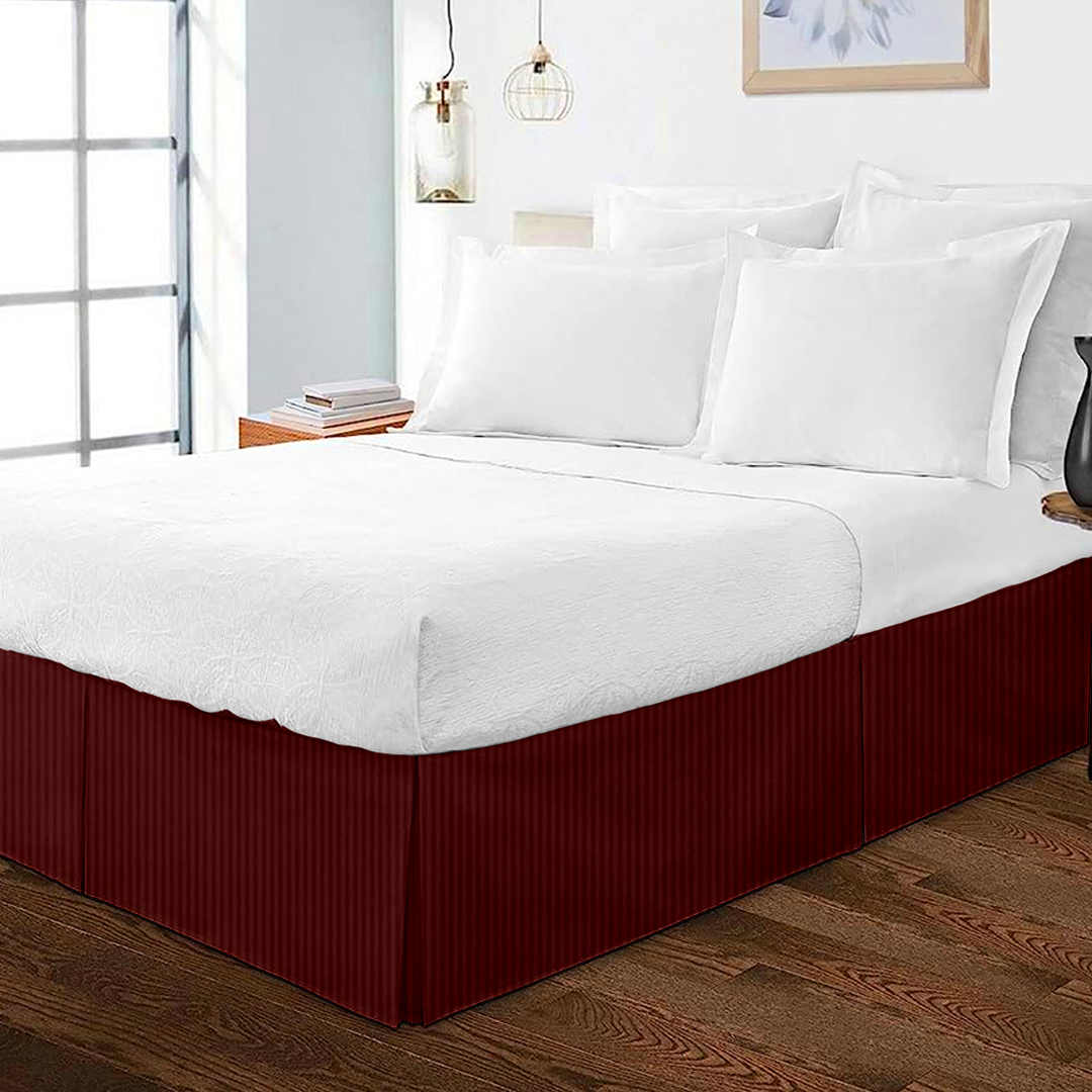 Burgundy Stripe Bed Skirt (Comfy 300TC)