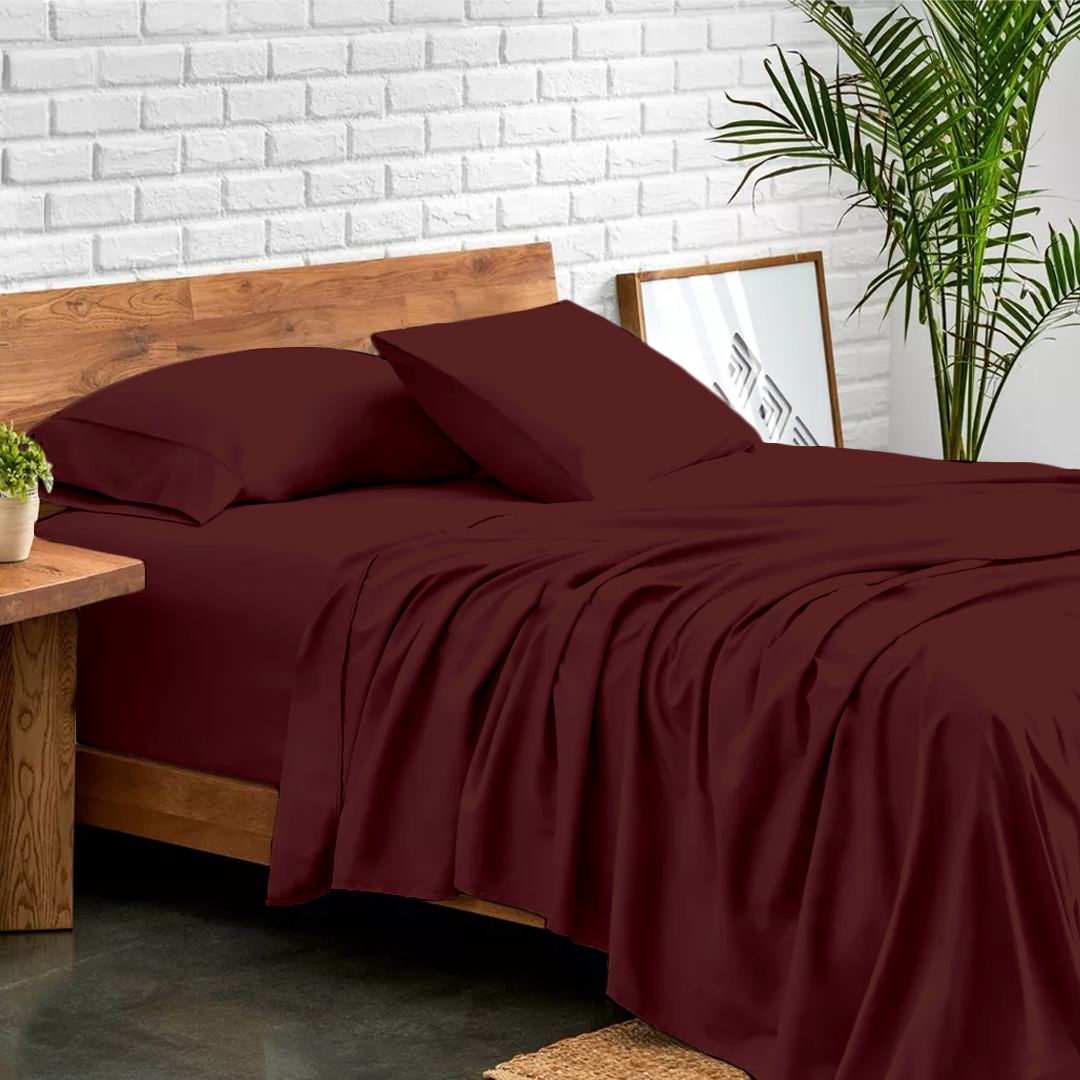 Burgundy Sheet Set Comfy Solid Sateen