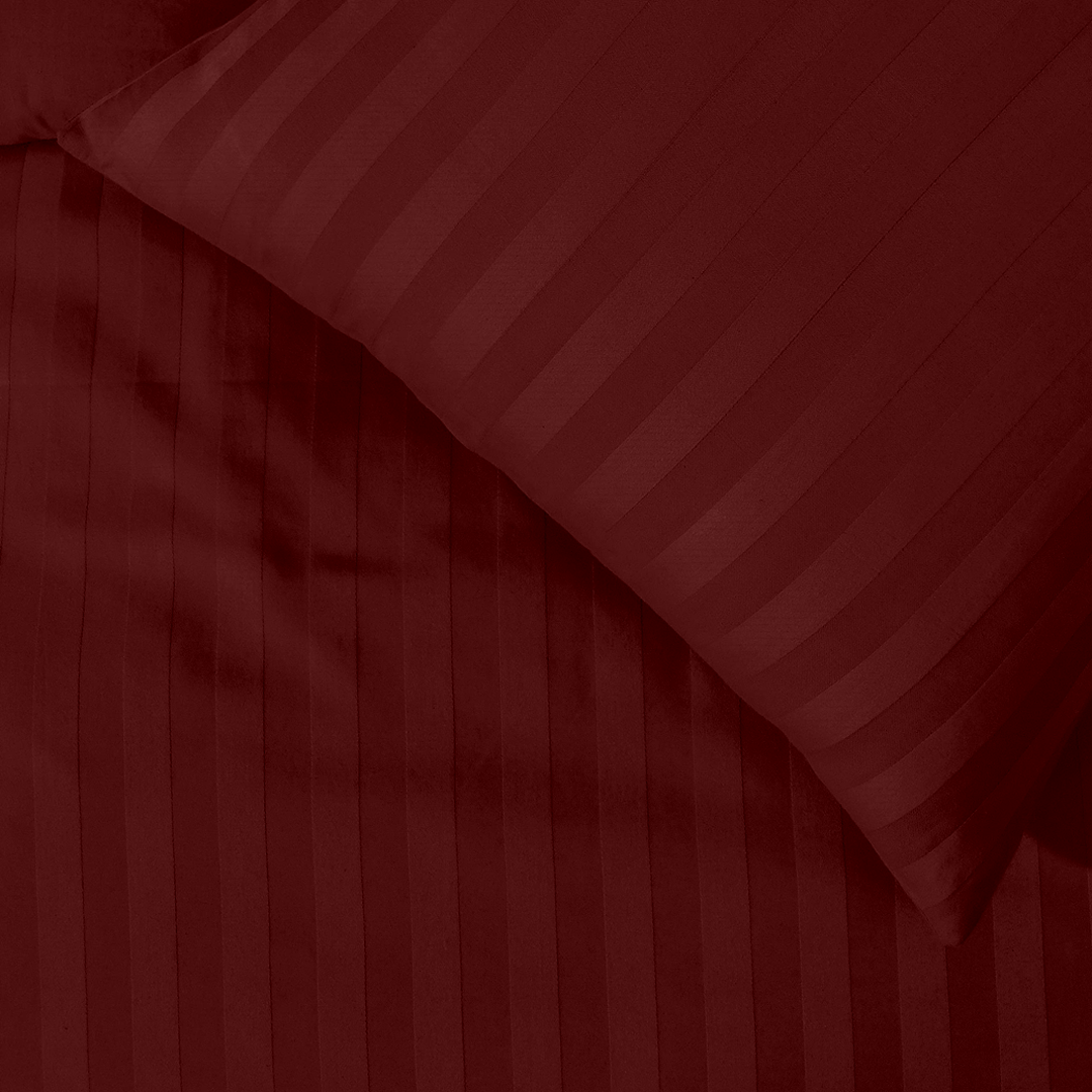 Burgundy Stripe Duvet Cover set Sateen Comfy