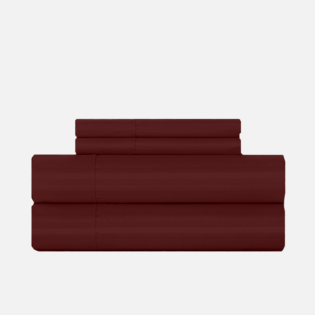 Burgundy Stripe Sheet Set Comfy Sateen