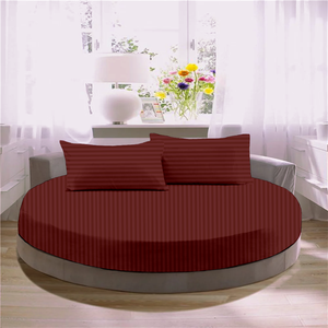 Burgundy Round Stripe Sheet Set Comfy Sateen