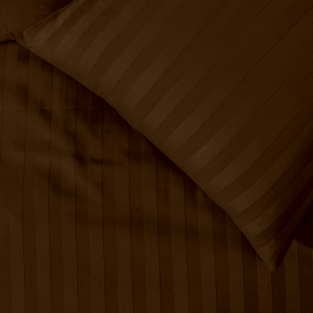 Chocolate Stripe Duvet Cover Set Sateen Comfy