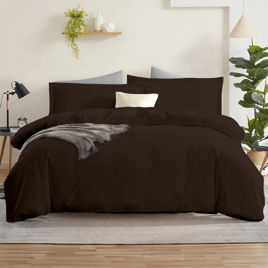 Chocolate Duvet Cover Set Solid Bliss Sateen