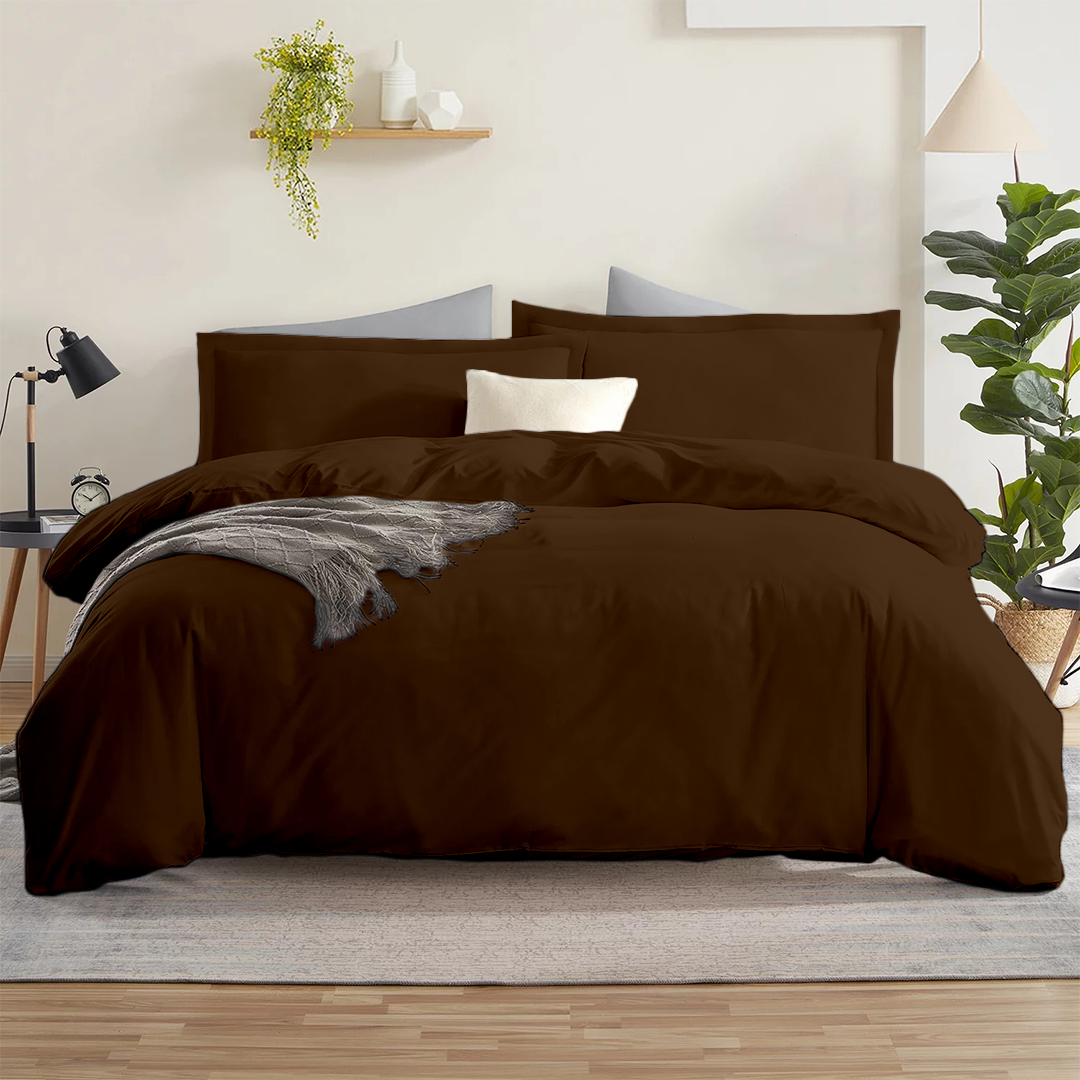 Chocolate Duvet Cover Set Solid Comfy Sateen