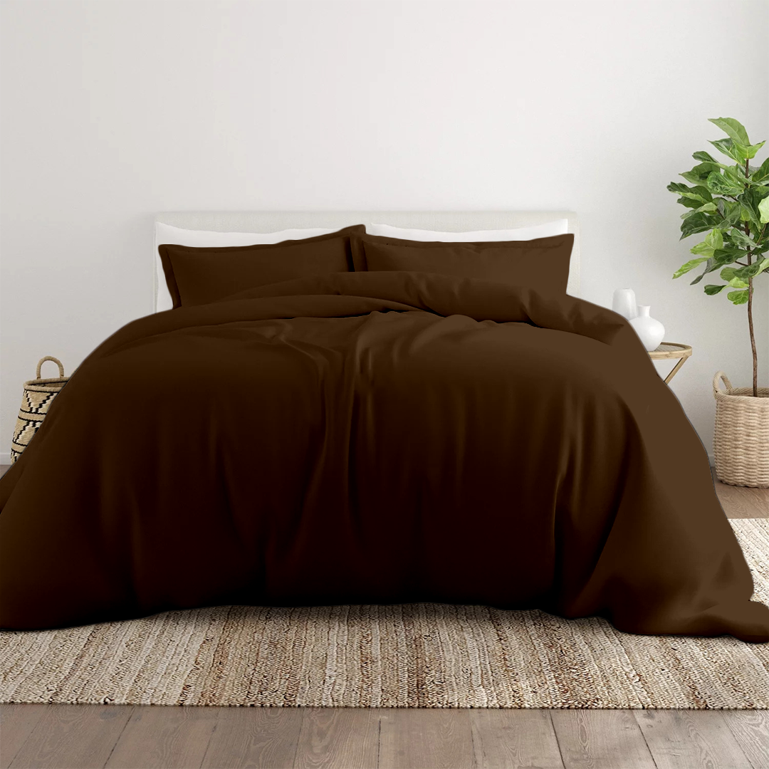 Chocolate Duvet Cover Set Solid Comfy Sateen