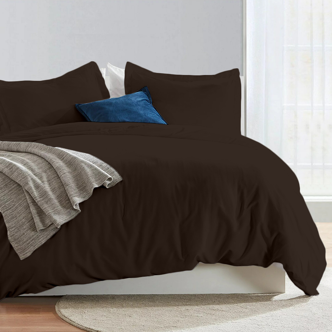 Chocolate Duvet Cover Set Solid Bliss Sateen