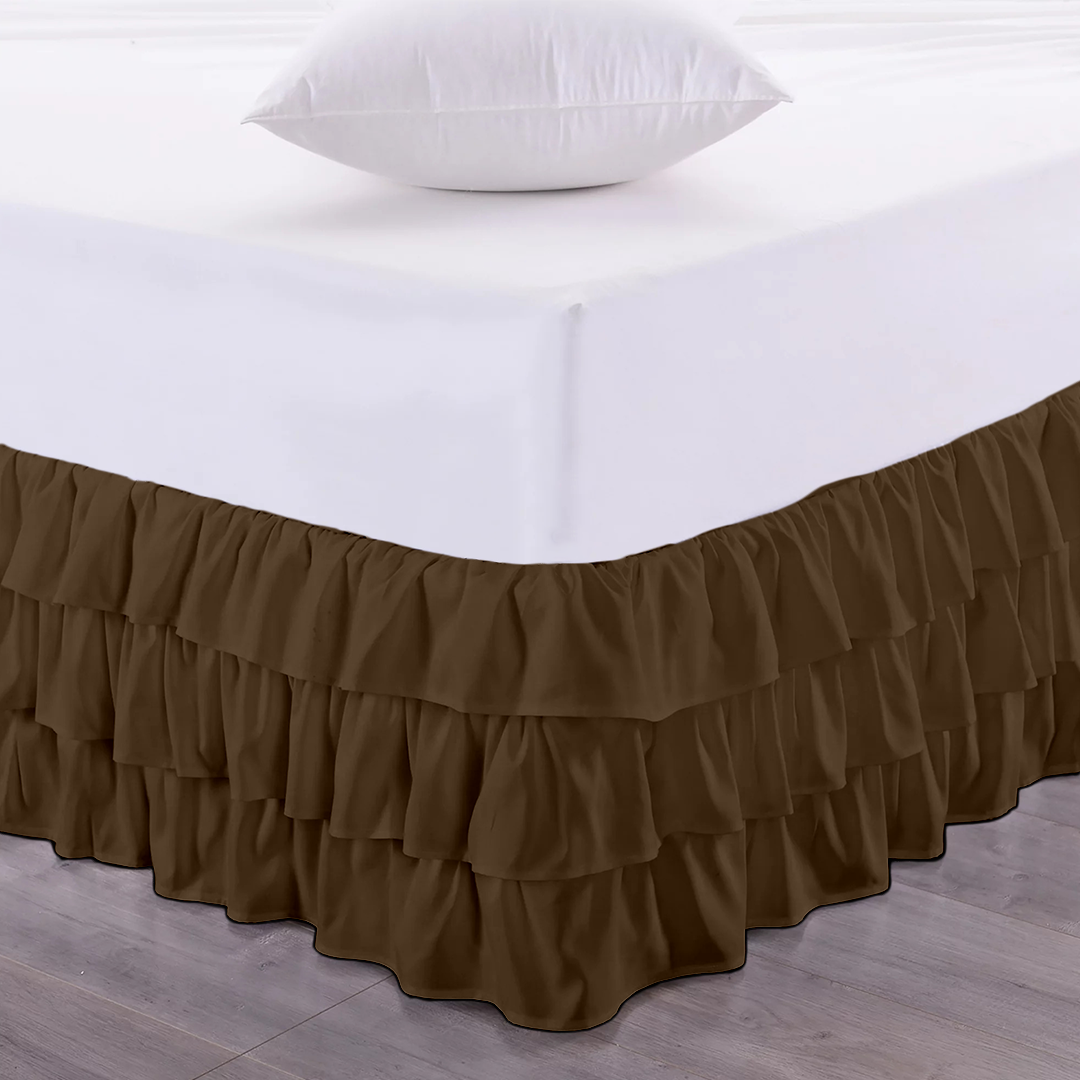 Chocolate Multi Ruffle Bed Skirt Bliss Solid
