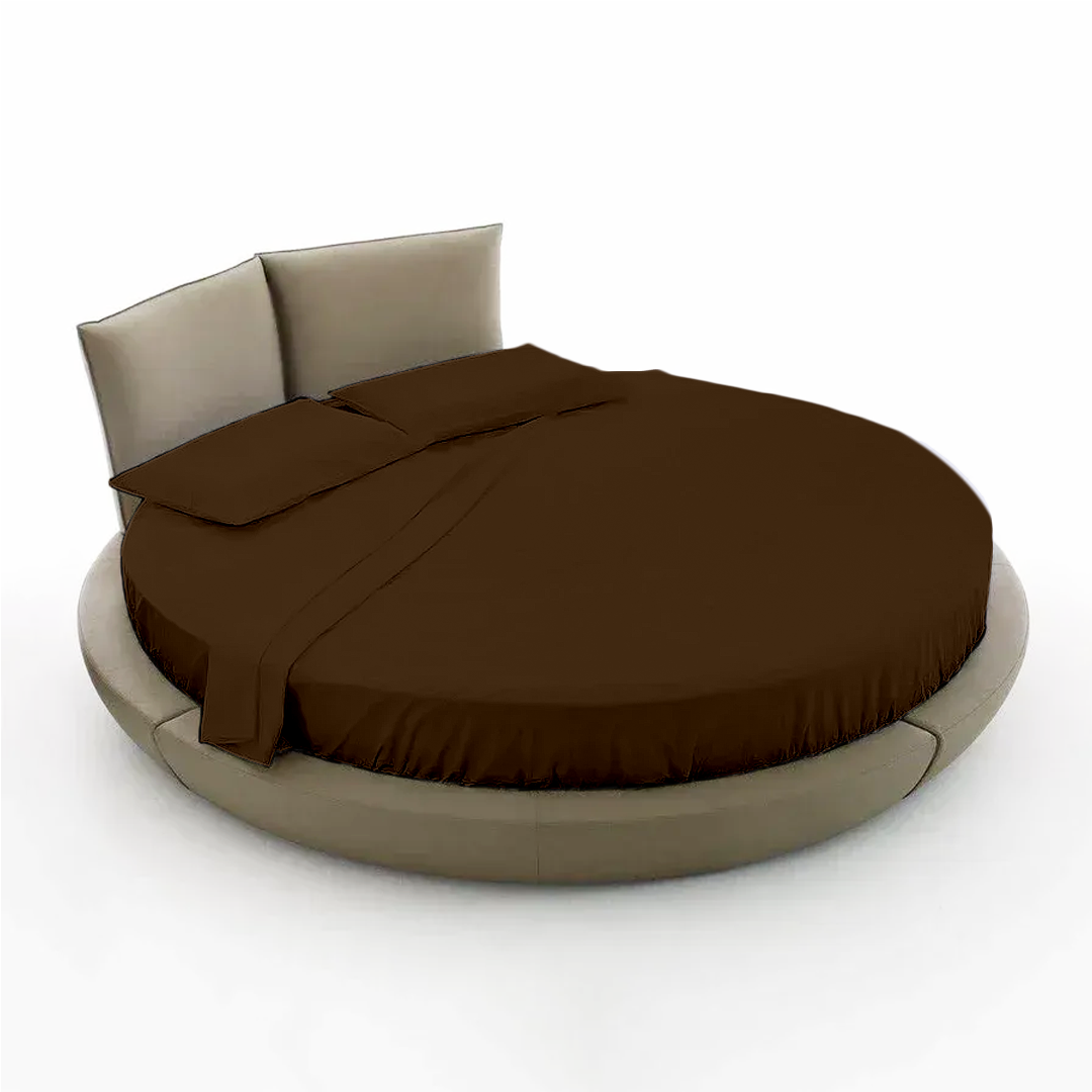 Chocolate Round Bed Sheets Set Bliss Solid Sateen