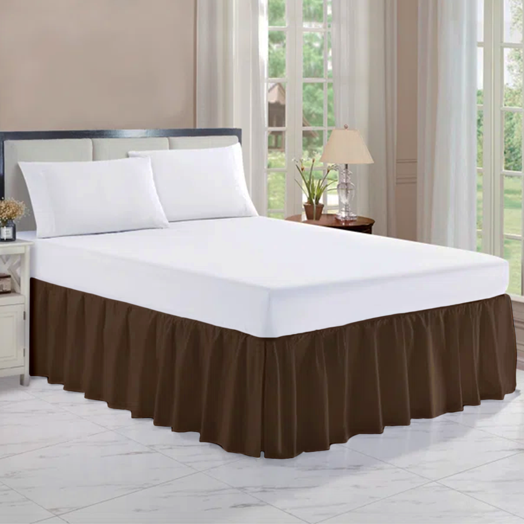 Comfy Chocolate Gathered Bed Skirt Solid