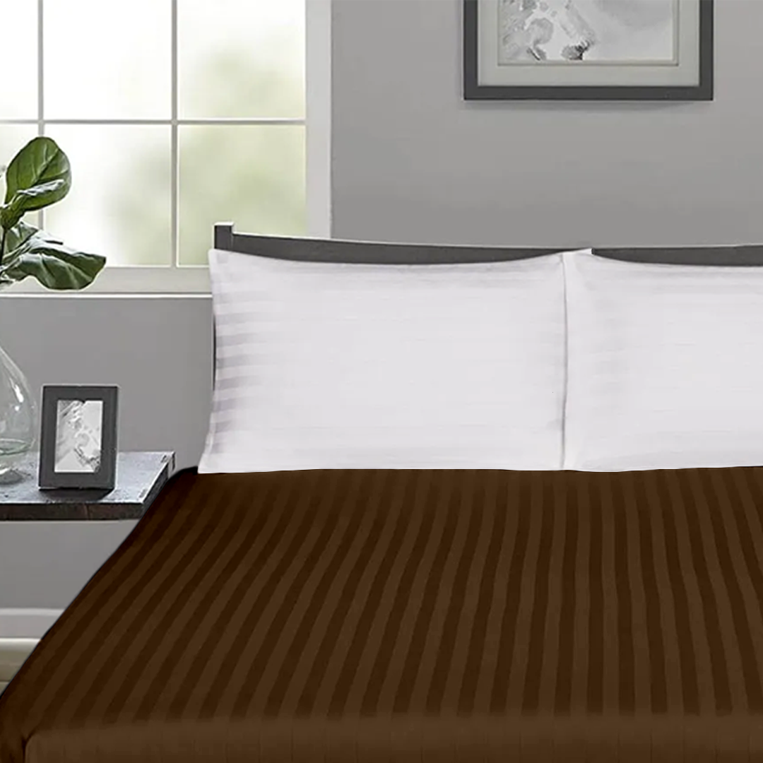 Chocolate Stripe Fitted Sheet Comfy Sateen