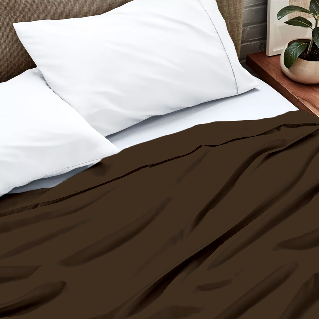 Chocolate Brown Flat Sheet Solid Comfy Sateen