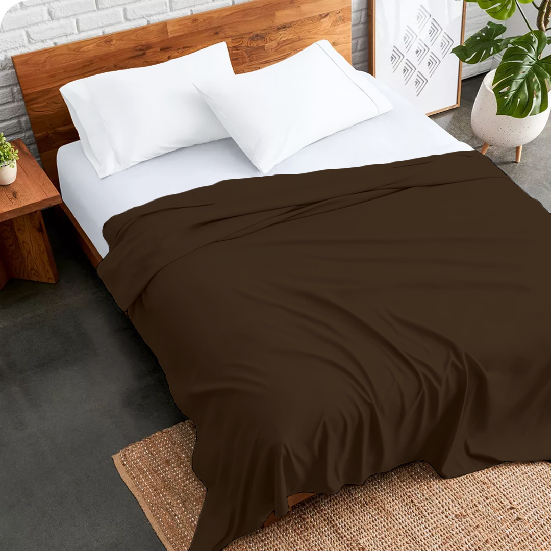 Chocolate Brown Flat Sheet Solid Comfy Sateen