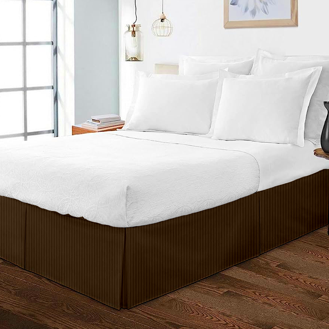 Chocolate Stripe Bed Skirt (Comfy 300TC)