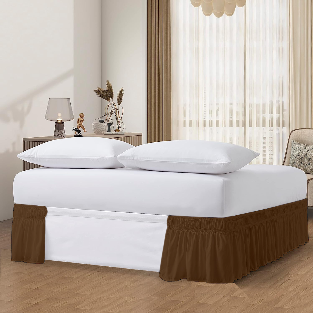 Chocolate Wrap Around Bed Skirt Solid Comfy Sateen