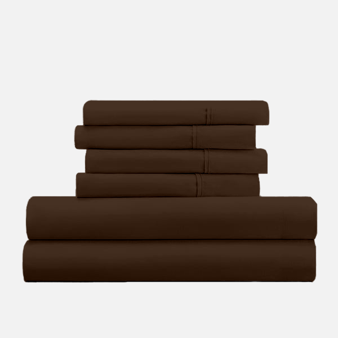 Chocolate Sheet Set with Extra Pillowcase Solid Comfy Sateen