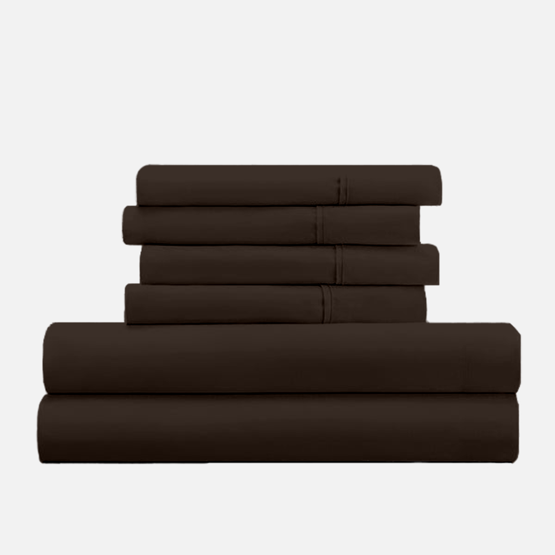 Chocolate Sheet Set with Extra Pillowcase Solid Bliss Sateen