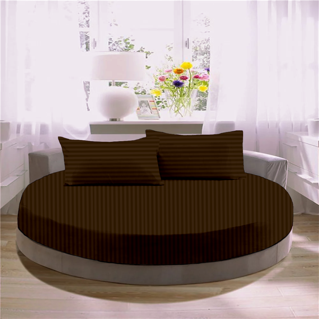 Chocolate Round Stripe Sheet Set Comfy Sateen