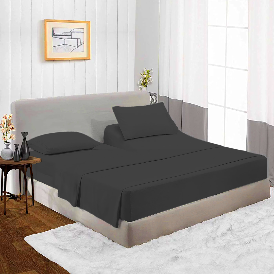 Dark Grey Top Split Sheet Set 34 Inches Solid Bliss