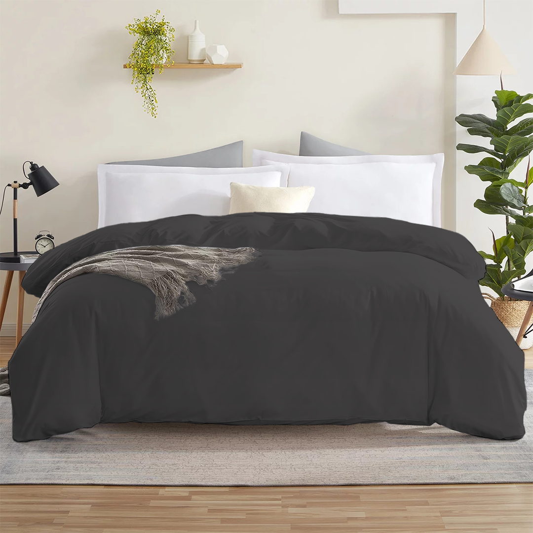 Dark Grey Duvet Cover Solid Bliss Sateen