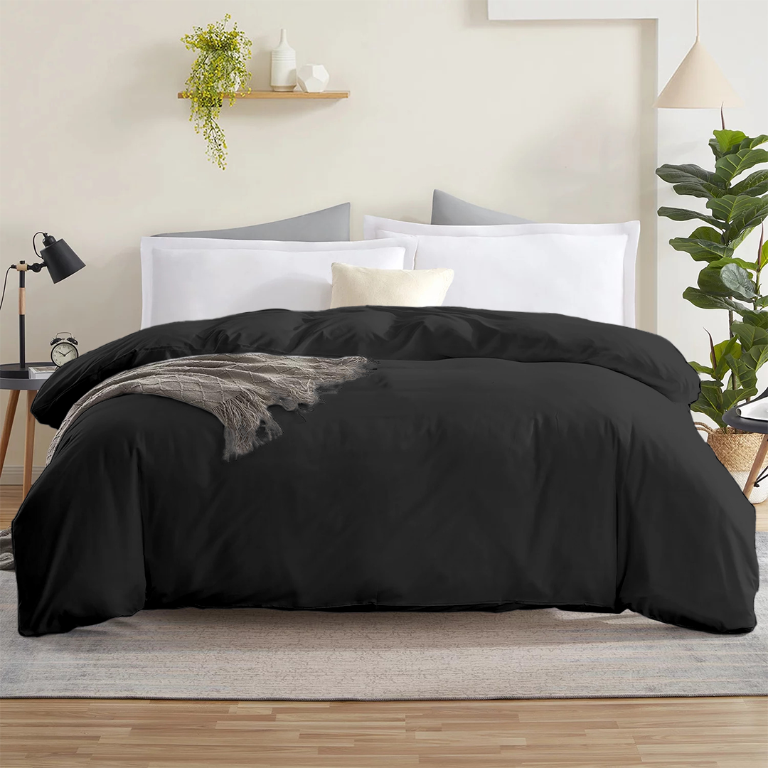 Dark Grey Duvet Cover Solid Bliss Sateen