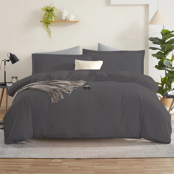 Dark Grey Duvet Cover Set | Available In All Sizes - Aanya Linen