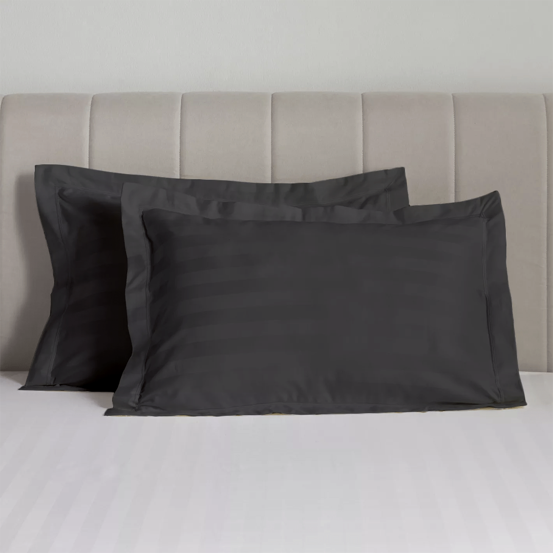 Dark Grey Stripe Pillow Shams Comfy Sateen