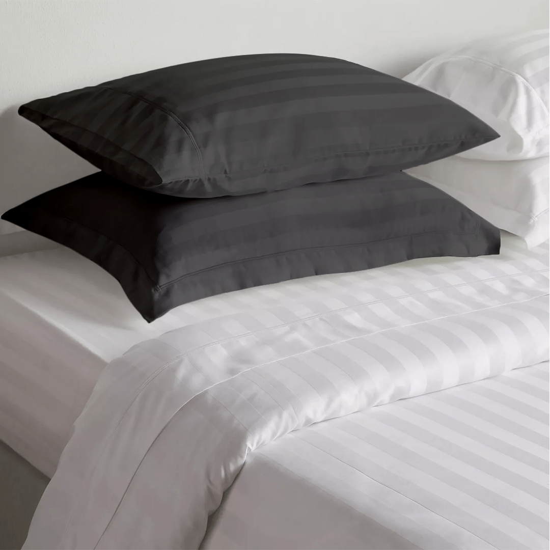 Dark Grey Stripe Pillow Shams Comfy Sateen