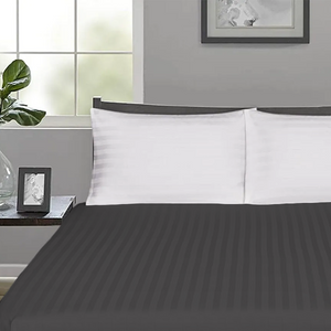 Dark Grey Stripe Fitted Sheet Comfy Sateen