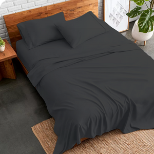 Dark Grey Sheet Set Bliss Solid Sateen