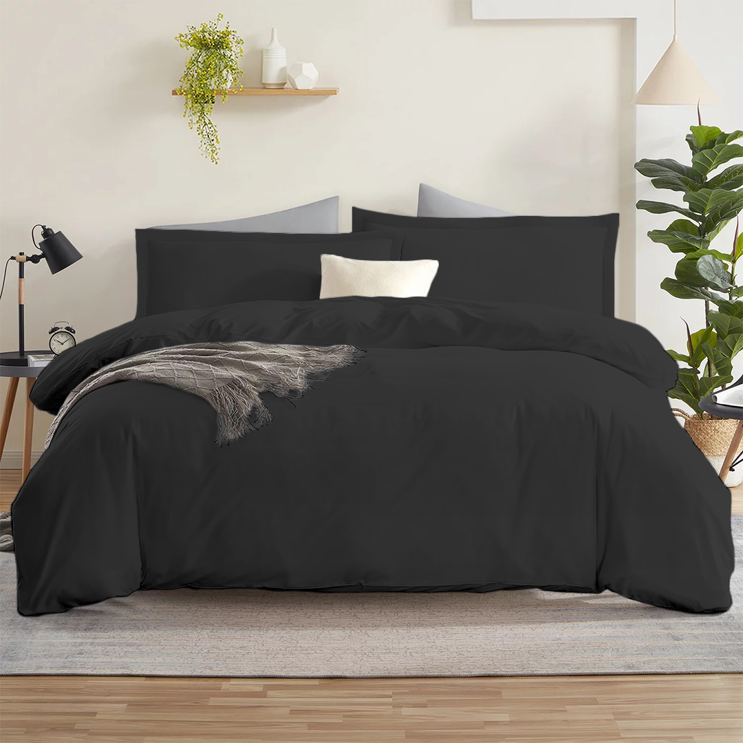 Dark Grey Duvet Cover Set Solid Bliss Sateen