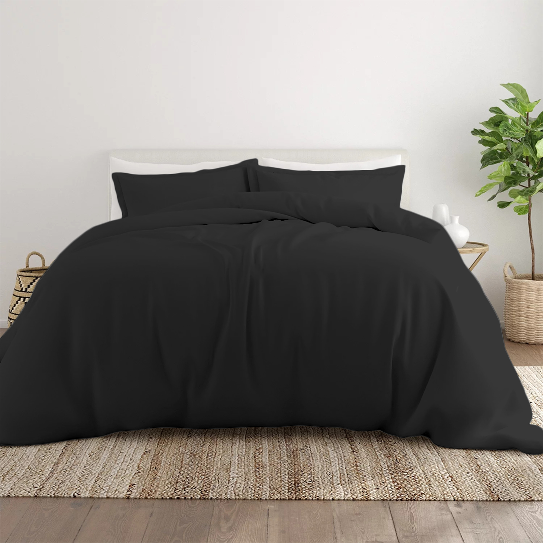 Dark Grey Duvet Cover Set Solid Bliss Sateen