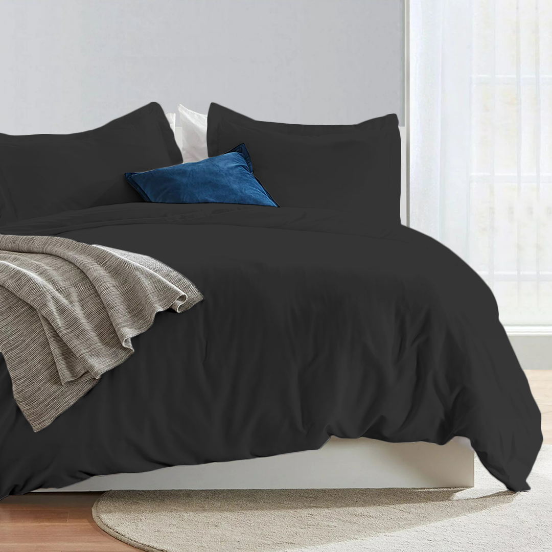 Dark Grey Duvet Cover Set Solid Bliss Sateen