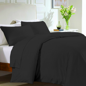 Dark Grey Duvet Set with Flat sheet Bliss Solid Sateen