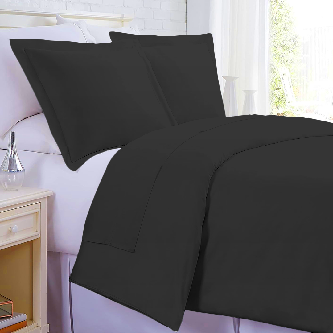 Dark Grey Duvet Set with Flat sheet Bliss Solid Sateen