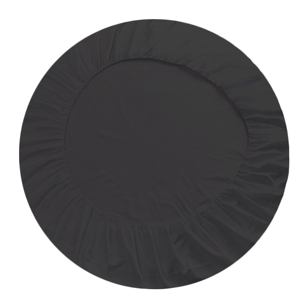 Dark Grey Round Fitted Sheet Only Solid Bliss Sateen