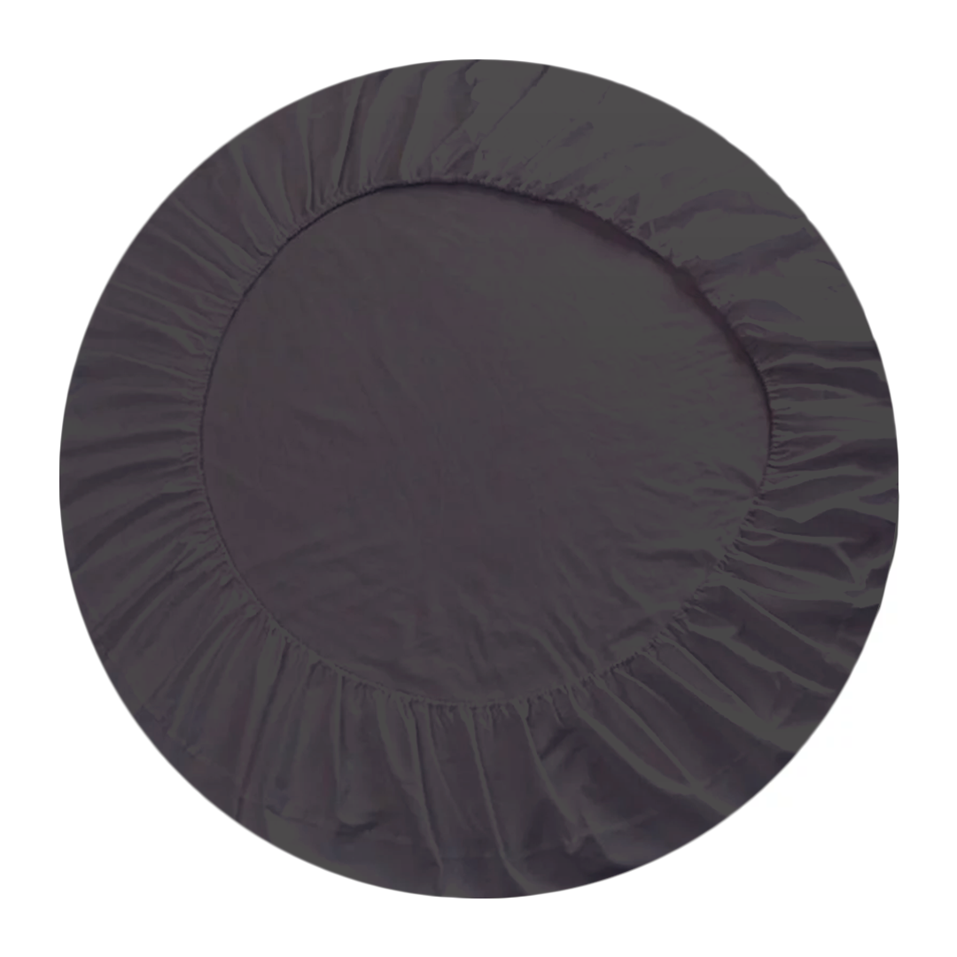 Dark Grey Round Fitted Sheet Only Solid Bliss Sateen