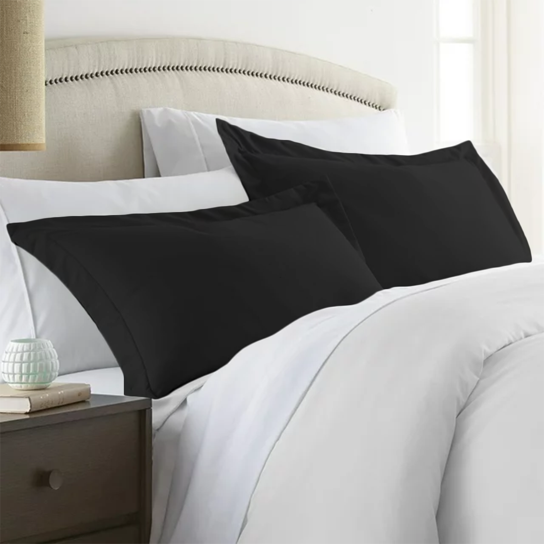 Dark Grey Pillow Shams Solid Bliss Sateen