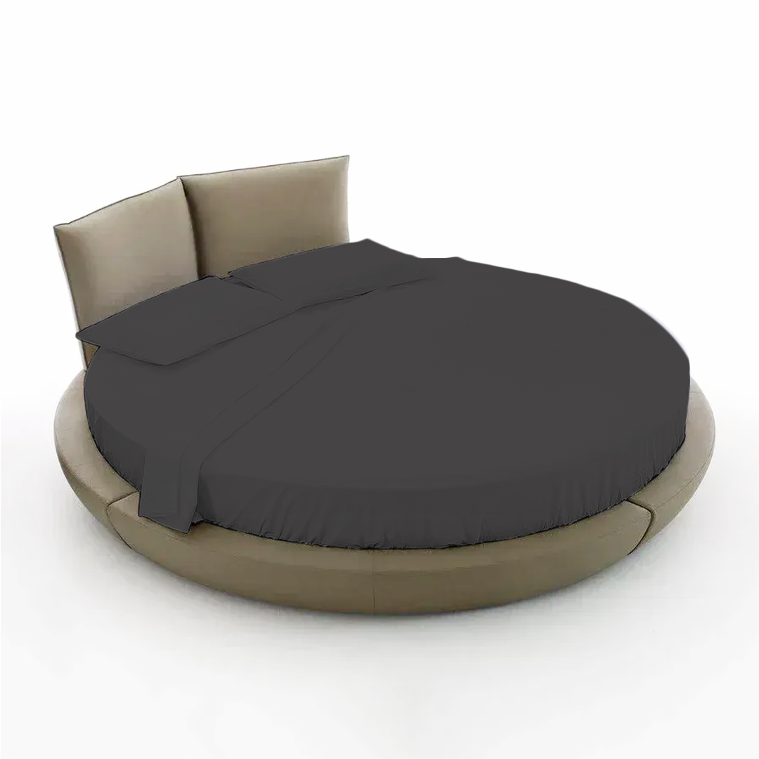 Comfy Round Sheet Set Solid 84 Inch Diameter Dark Grey