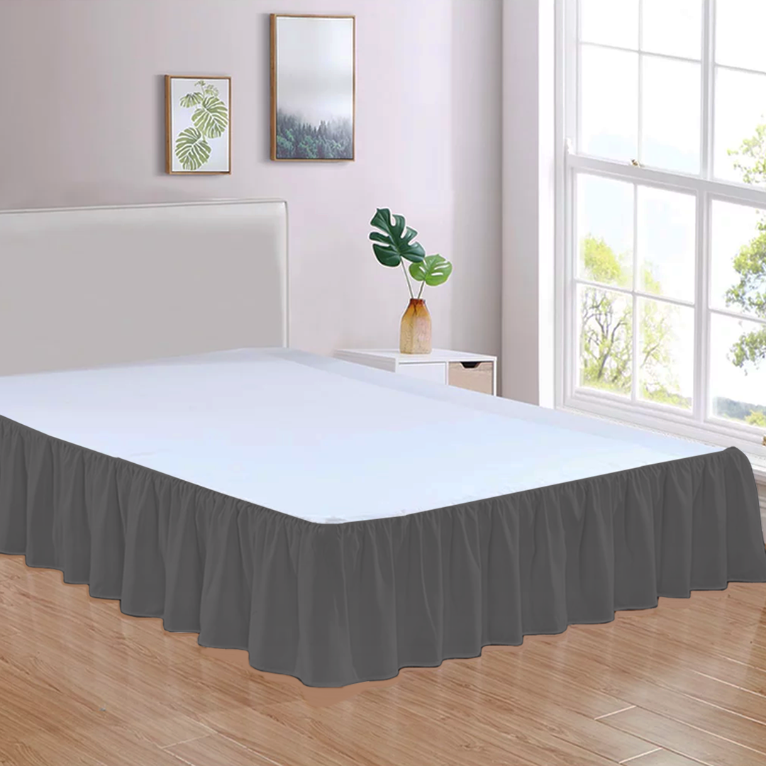 Dark Grey Gathered Bed Skirt Solid Comfy