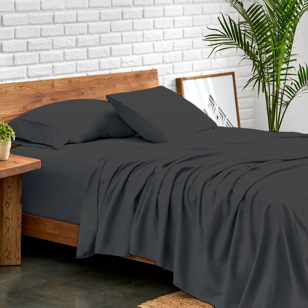 Dark Grey Sheet Set Bliss Solid Sateen