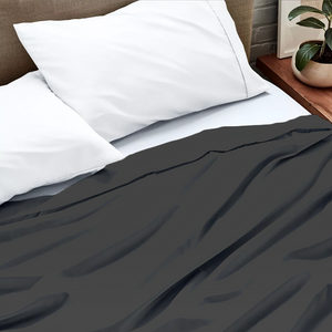 Grey Flat Sheet Solid Bliss Sateen