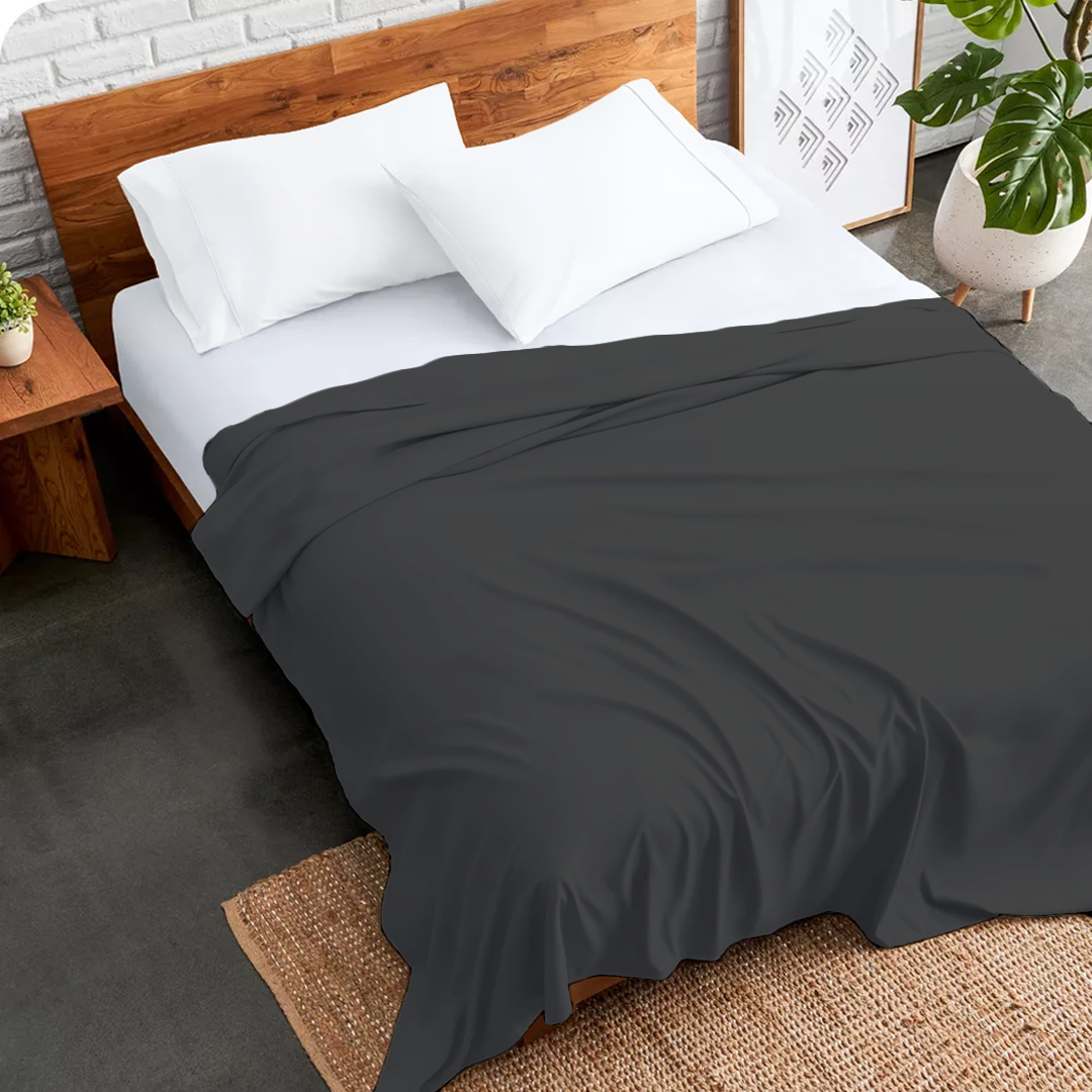 Grey Flat Sheet Solid Bliss Sateen