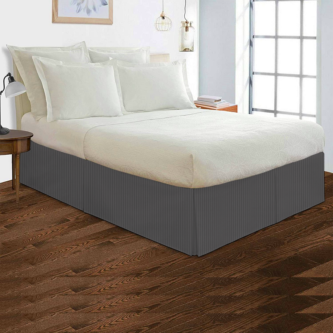 Dark Grey Stripe Bed Skirt (Comfy -300TC)