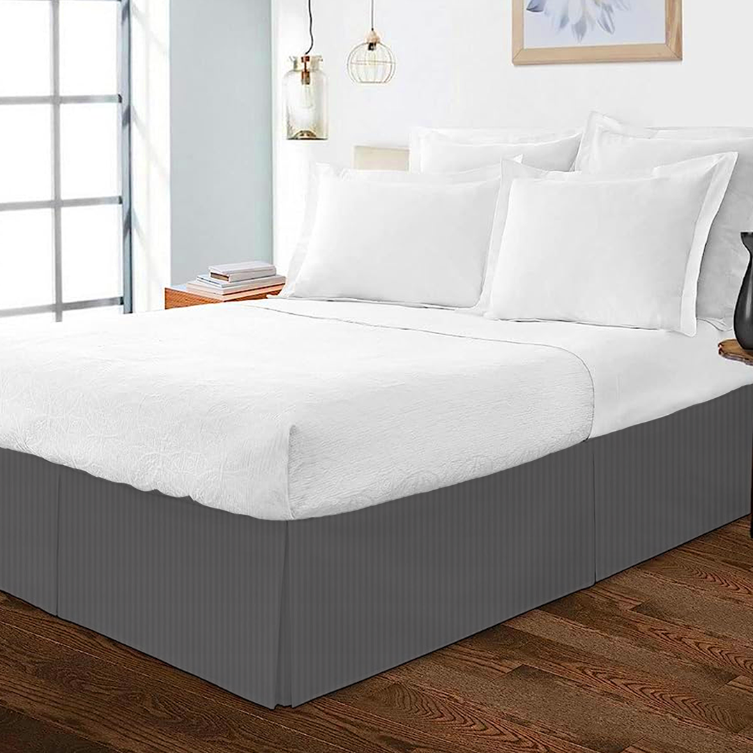 Dark Grey Stripe Bed Skirt (Comfy -300TC)