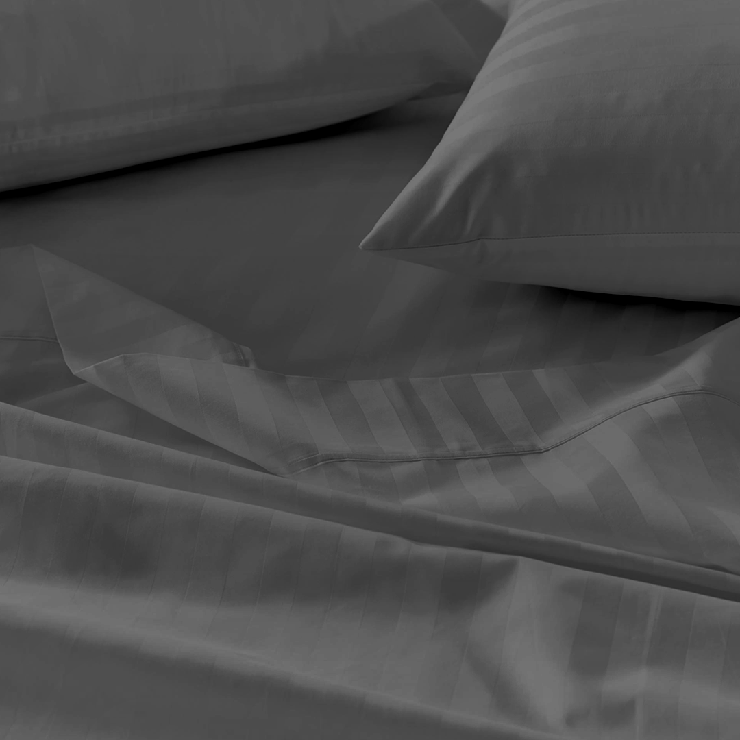 Dark Grey Stripe Sheet Set Comfy Sateen