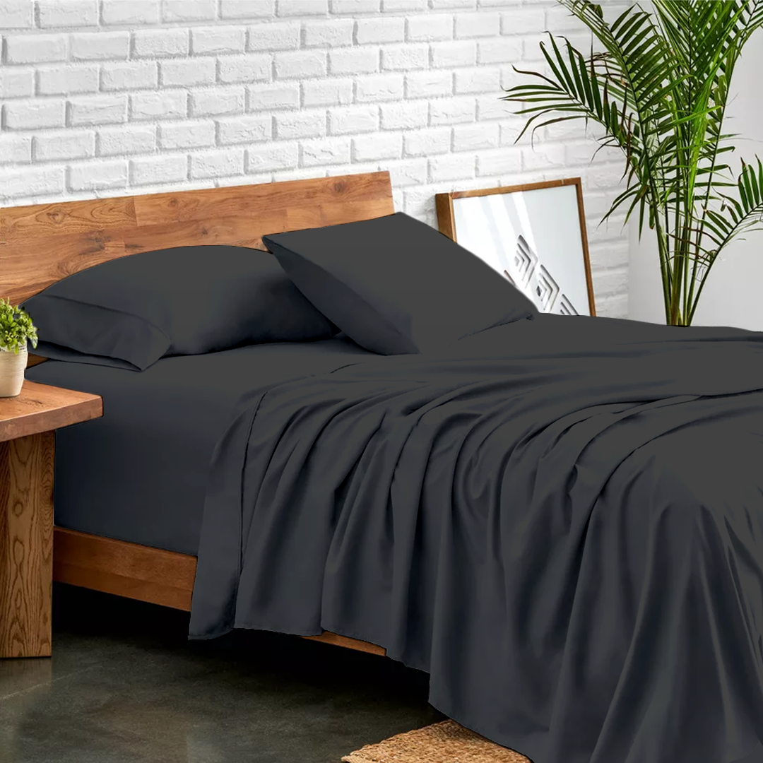 Dark Grey Sheet Set Bliss Solid Sateen