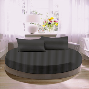 Dark Grey Stripe Round Sheet Set Comfy Sateen