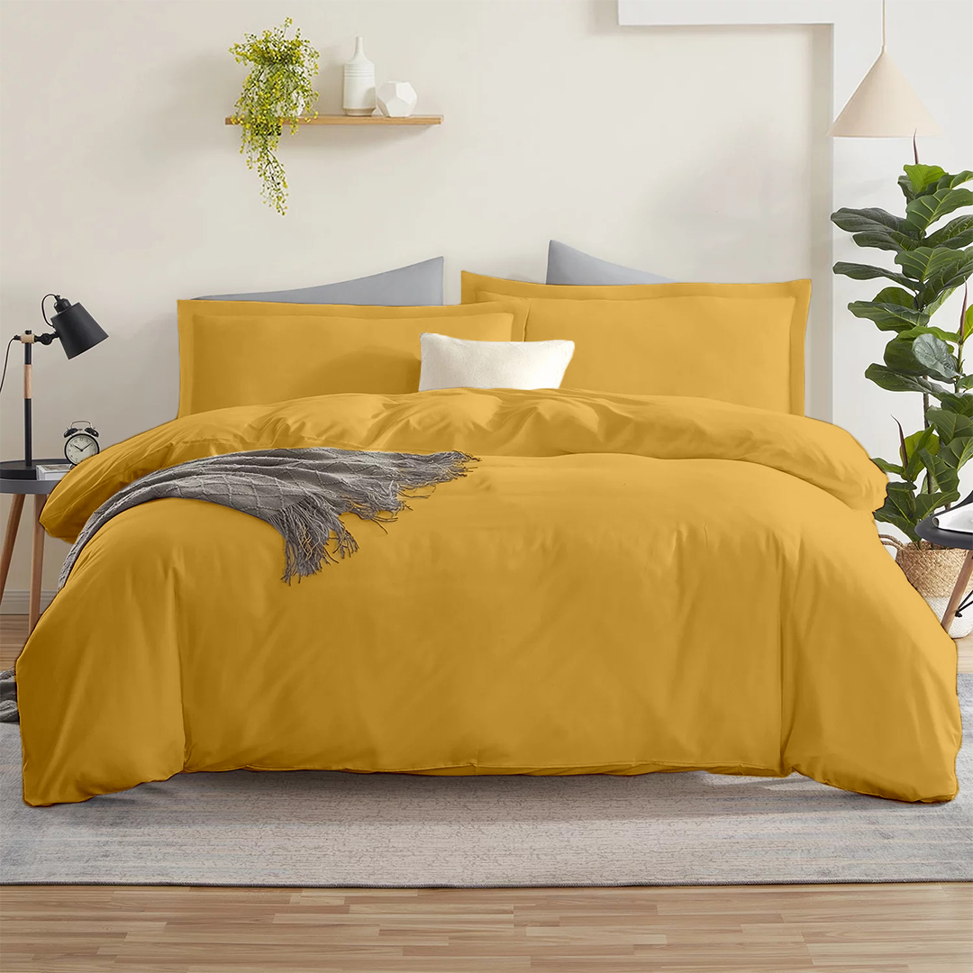 Gold Duvet Cover Set Comfy Solid Sateen