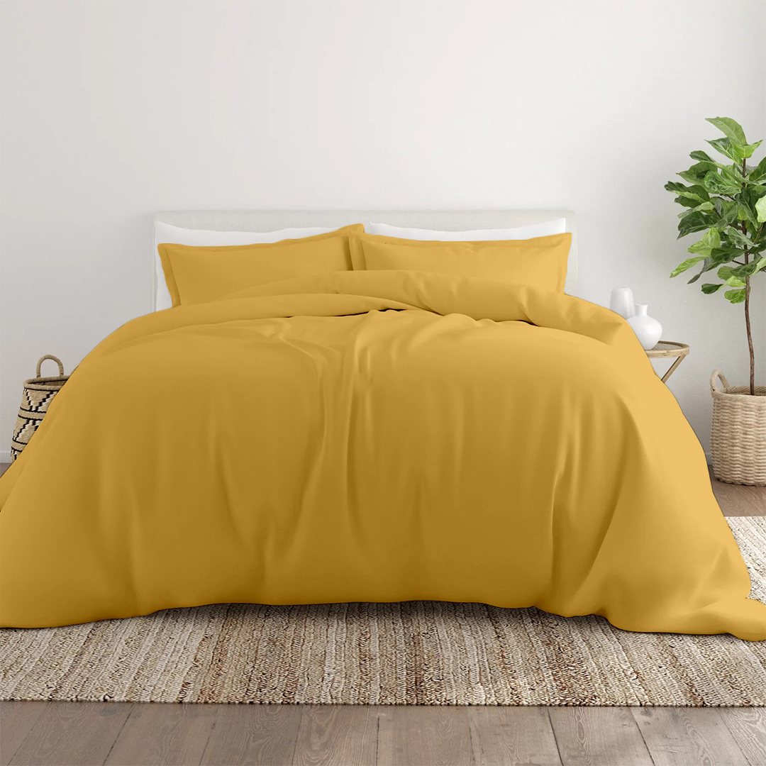 Gold Duvet Cover Set Comfy Solid Sateen