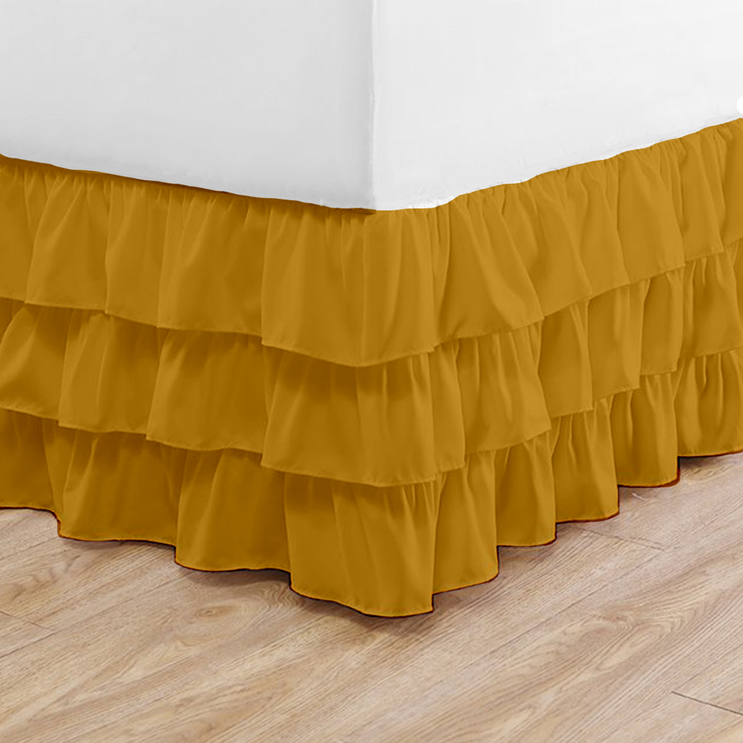 Gold Multi Ruffle Bed Skirt Comfy Solid